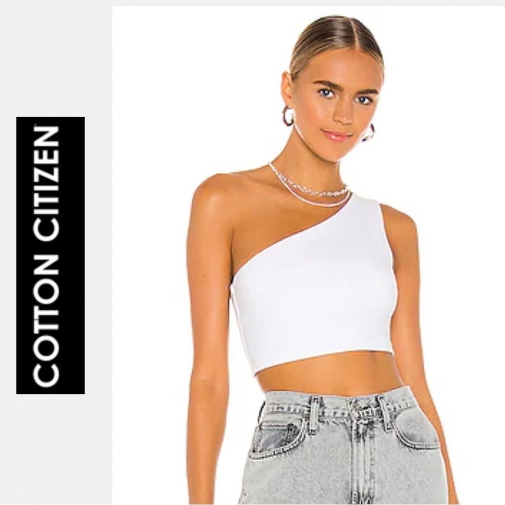 Cotton Citizen x REVOLVE Ibiza One Shoulder White Crop Top Tank Medium midriff